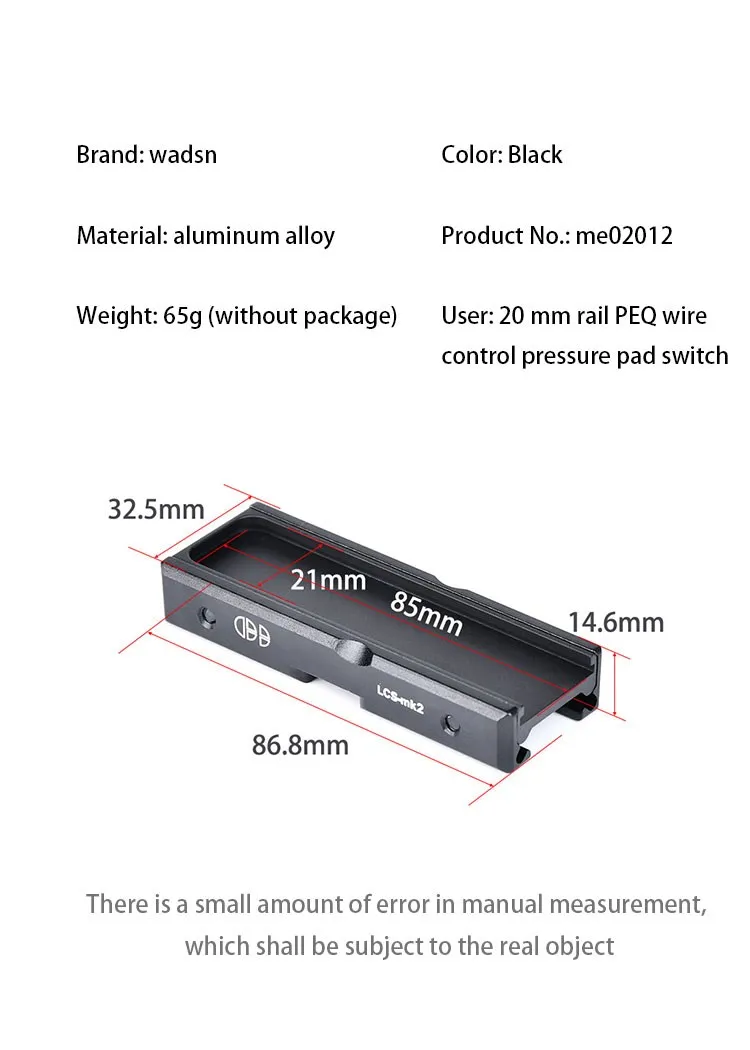 Description Picture 4 of itemWADSN Light Control System LCS LCSMK1 Surefire Picatinny TAPE SWITCH Mount Surefire PEQ 15 Scout Light Weapon Lights