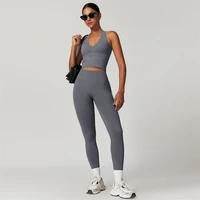 2 Pieces Women Yoga Set Workout Sportswear Gym Clothing Fitness Short Sleeve Crop Top High Waist Leggings Sport Suits - Image 5