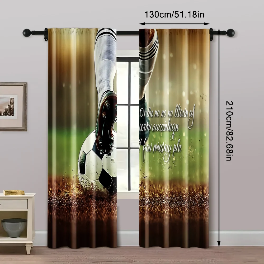 2pcs, Popular Curtains Inspirational Soccer Ball Versatile Fabric (without rod) Stuff Clearance Ldeal for Living Room, Bedroom, 5