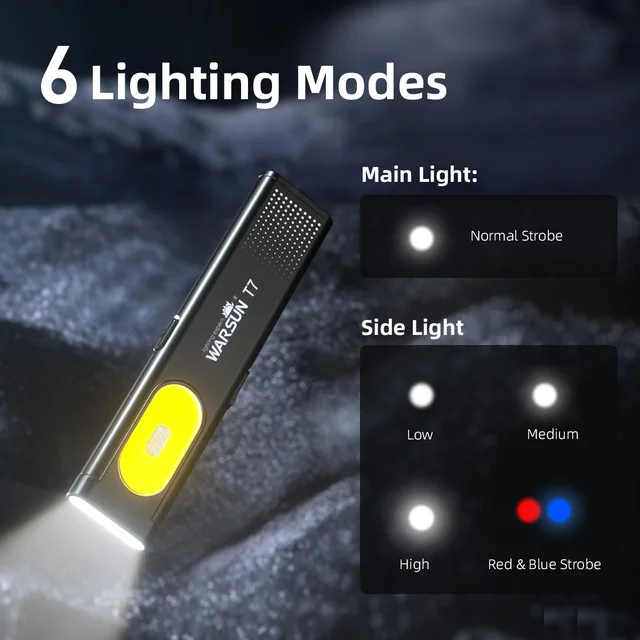 Warsun LED Keychain Flashlight USB-C Rechargeable 600Lm Portable Mini Torch Light Pocket Lantern Flood Work Light With Magnet 1