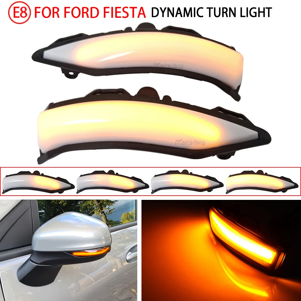 

Динамический поворотник для FORD Fiesta MK8 MKVIII 8 2019-2021, молочно-белый сигнал поворота, фонарь с боковой лампой, индикатор