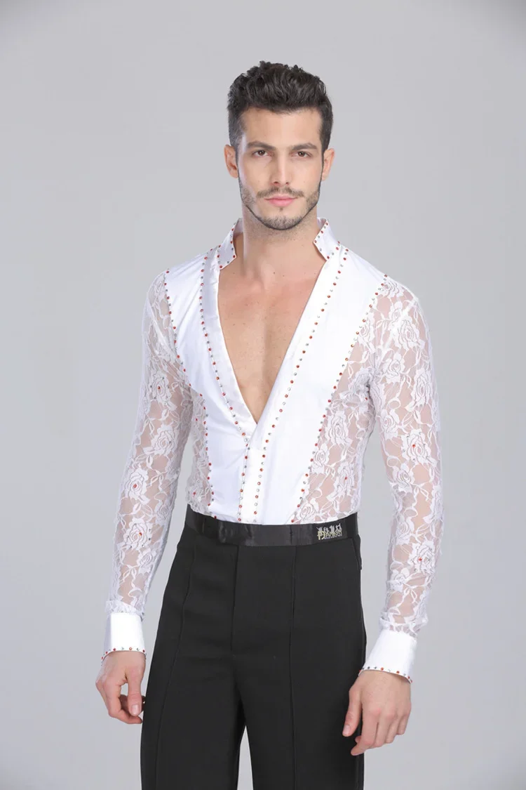 Dance shirts Men Latin Dance Waltz Ballroom Performance