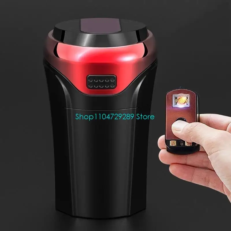 야외 여행을위한 라이터 LED 푸른 빛이있는 뚜껑이있는 D8KE 휴대용 재떨이 홈 간편한 USB 전원 공급 장치