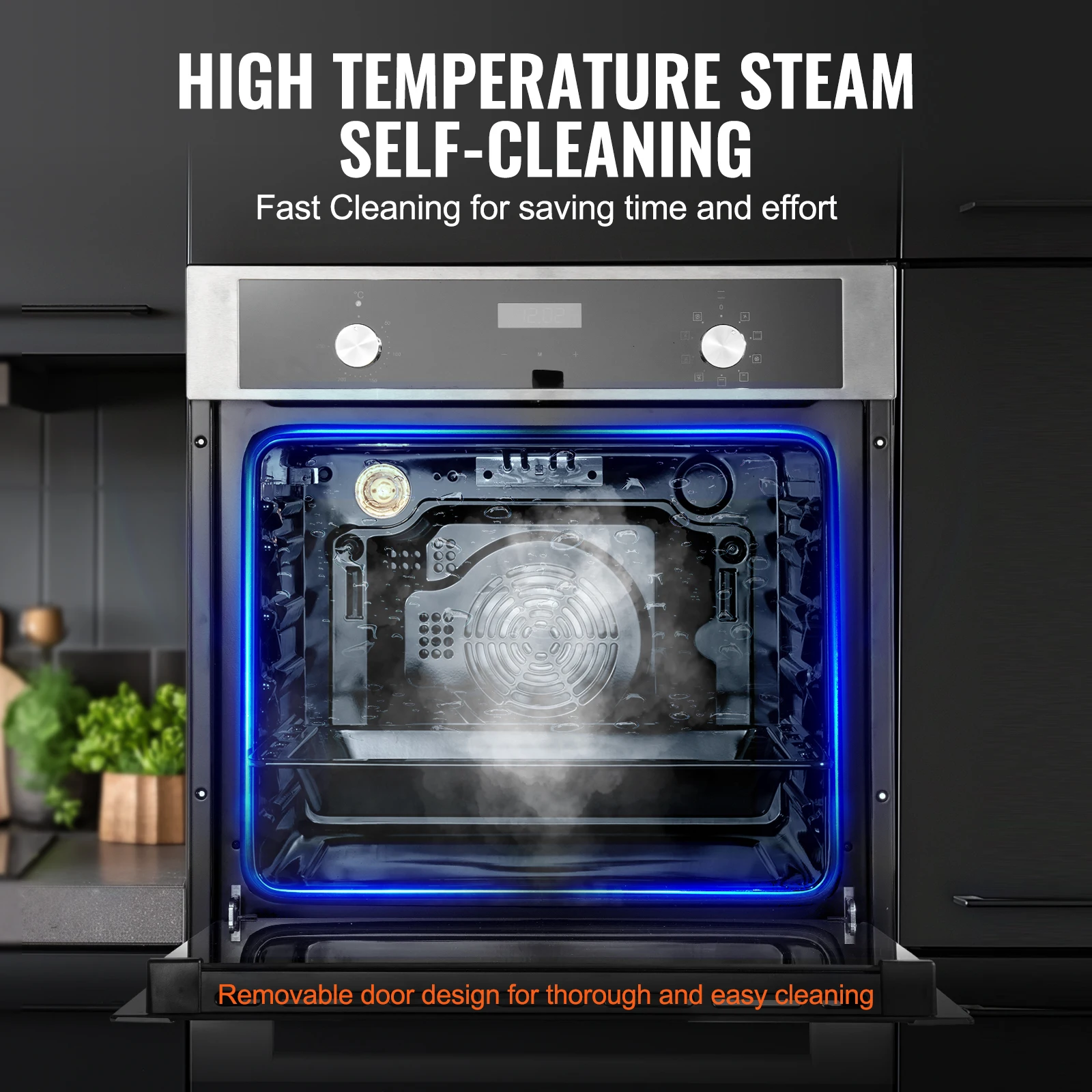 VEVOR Single Wall Oven 24" Electric Built-in Wall Oven 2.68 Cu.Ft Electric Wall Ovens with Timer 2800W Electric Oven for Kitchen 5
