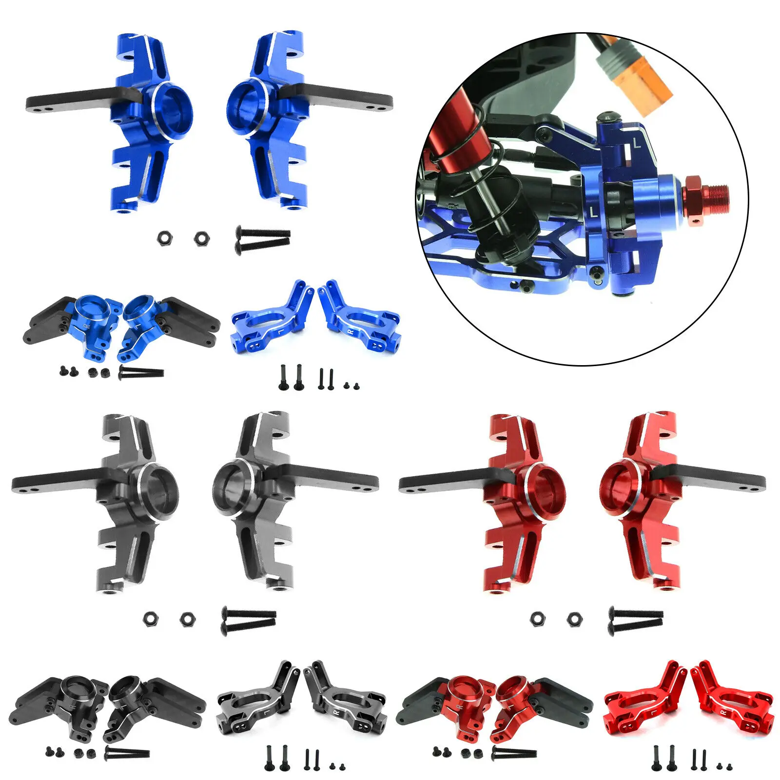 

Steering Caster Blocks Rear Stub Axle Carriers C hub for 1/8 Mojave 4X4 4S BLX