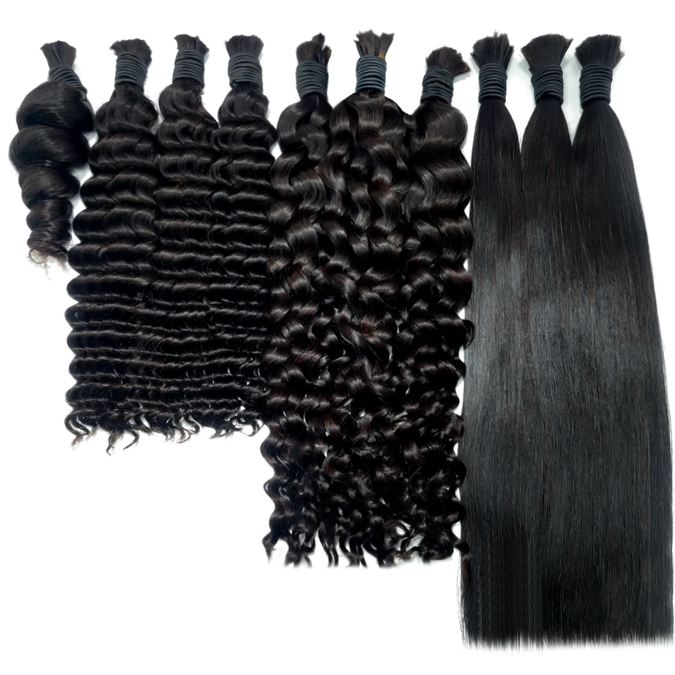 Deep Wave Boho Braids Human Hair Bulk 50g/100g 100% Human Hair Braiding Hair Extensions No Weft Brazilian Curly Braiding Hair 5