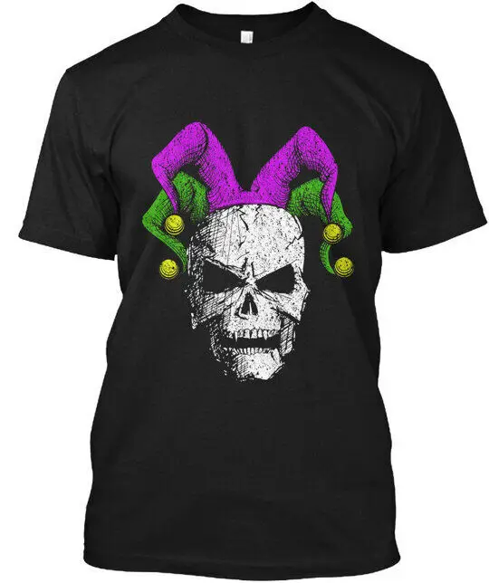 T-Shirt Mardi Gras Skull E Jester Hat T