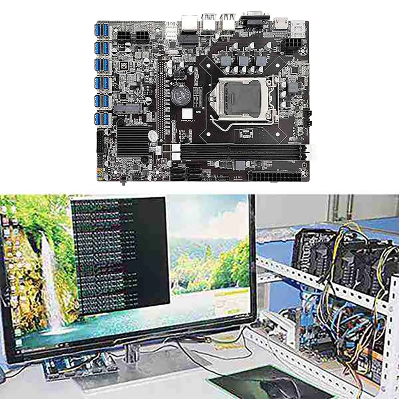 B75 BTC Mining Motherboard With G530/G630 CPU+Screwdriver+Switch Cable+SATA Cable 12 USB3.0 Slot LGA1155 DDR3 RAM SATA3 latest motherboard for desktop