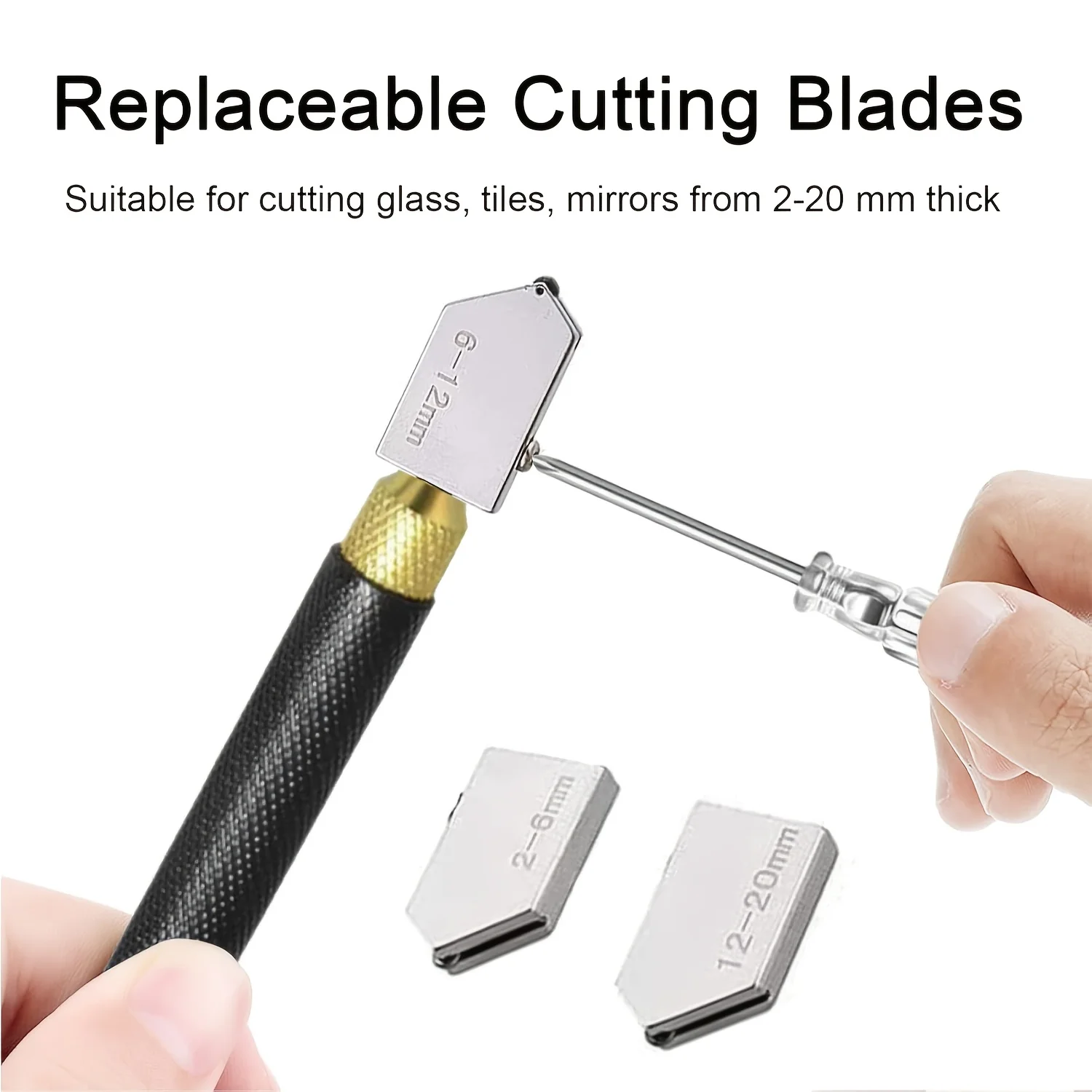유리 절단기, 업그레이드 유리 절단 도구 2mm-20mm, 유리 절단 도구/타일/거울/모자이크용 펜슬형 오일 공급 카바이드 팁