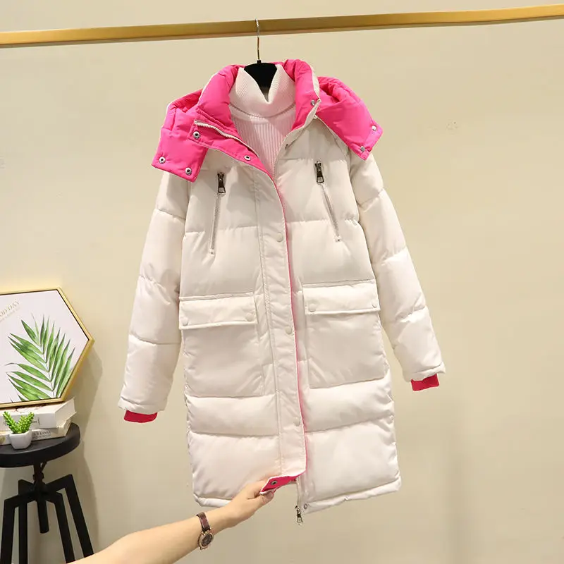 

Down Cotton Jacket Female Medium-length Section 2022 Winter Fashion Korean Loose Hooded Cotton Jacket Thickened Cotton Jacket