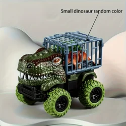 Dinosaur Monster Truck with Pull-Back Action and Dino Figures (Green Tyrannosaurus)