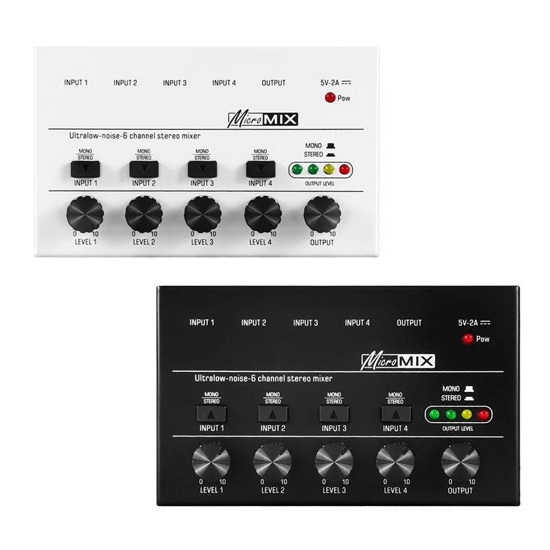 Mixer Audio 1 Pezzo 4 Canali Mixer Portatile A Bassissimo Rumore Mini Mixer Stereo Mixer Audio Usb Per Studio Di Registrazione Bianco
