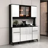 Modern Freestanding Smooth Kitchen Pantry Storage Cabinet with Glass Doors Shelves & Drawers Modern Sideboard Buffet Cabinet 2