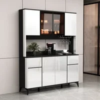 Modern Freestanding Smooth Kitchen Pantry Storage Cabinet with Glass Doors Shelves & Drawers Modern Sideboard Buffet Cabinet 2