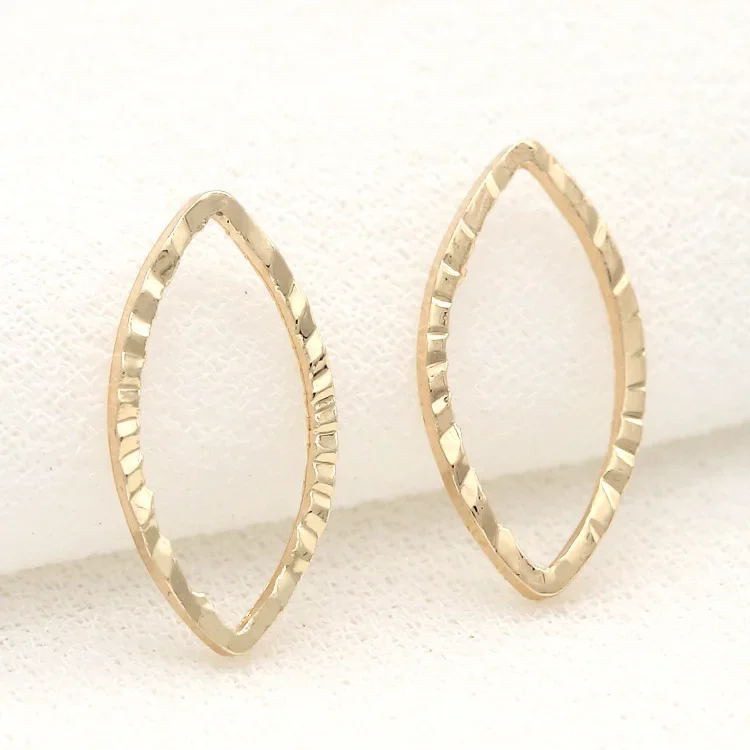 

14k Gold Plated Copper Oval Drop Pendant Connector Component DIY Jewelry Making Accessories Earrings Connecting Pieces Wholesale
