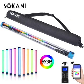 Sokani RGB LED 비디오 라이트 핸드헬드 튜브 지팡이 스틱 CTT 사진 조명, 유튜브 틱톡용 앱 제어, X25, 25W, 3000mAh