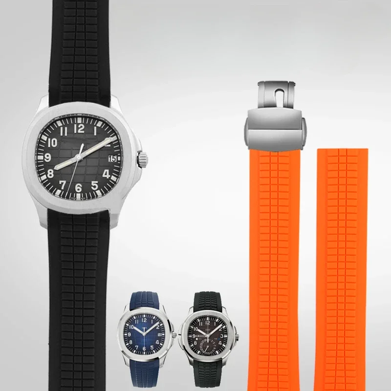Per Patek Philip 21Mm Cinturino Aquanaut Granata 5164 Serie 5167 Silicone Di Sicurezza Da Uomo Sostituire Con Cinturino Per Orologio Strumento