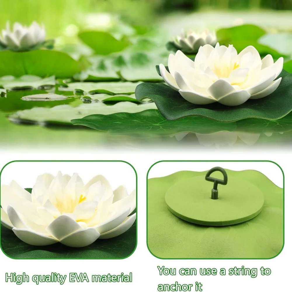 Artificial lotus and leaf set 12 piece outdoor garden swimming pool fish pond decoration