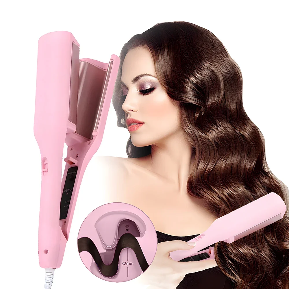 Hair Curling Iron 32mm Deep Wave Hair Curler 4 Temperature Adjustable Fast Heating Crimping Iron Styler Wand for All Hair Style