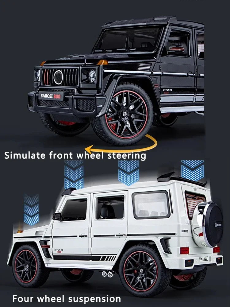 1:18 Mercedes-Benz G800 Alloy Car Model Simulation Sound Light Pull Back Toy Car Off-Road Suv Toy Boy Collection Decoration Gift 3