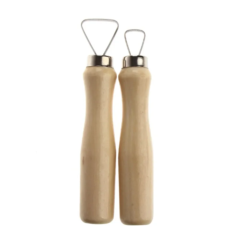 10PCS Wood Handle Wax Pottery Clay Sculpture Carving Tool Stainless Steel Flat Wire DIY Craft Set Wood Knife Polymer Clay Tools
