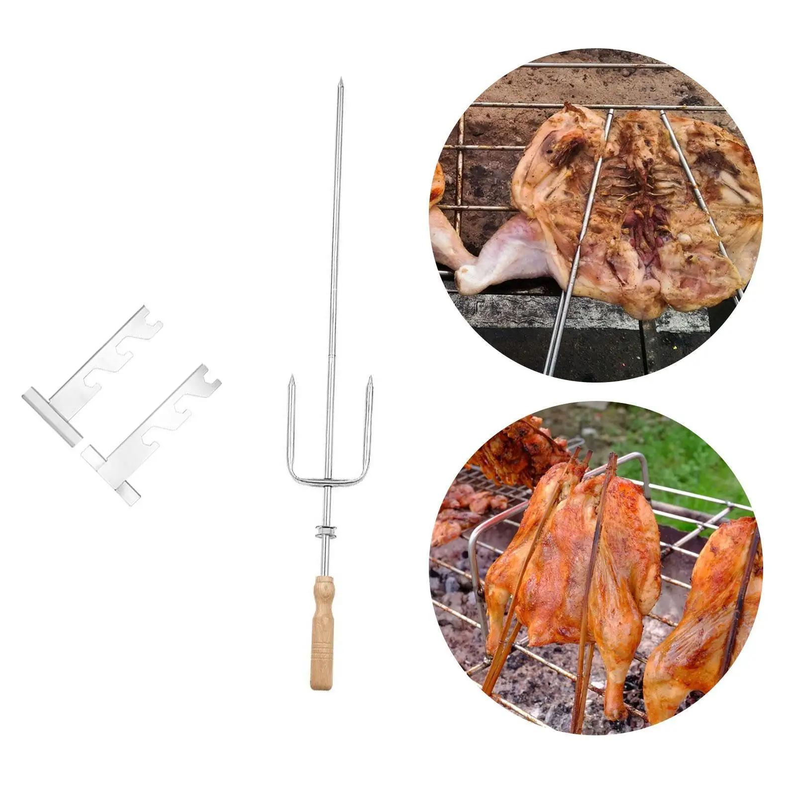 BBQ Fork Grill Skewer Grill Fork Easy to Use Portable Kabob Sticks Cooking Stand for Outdoor Picnic Sausages Backyard Chicken