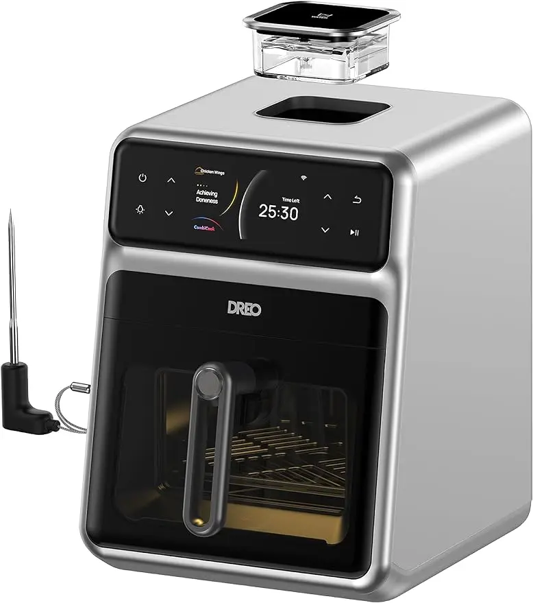 Dreo ChefMaker Combi Fryer, Cook like a pro with just the press of a button, Smart Air Fryer Cooker with Cook probe, Water Atomi