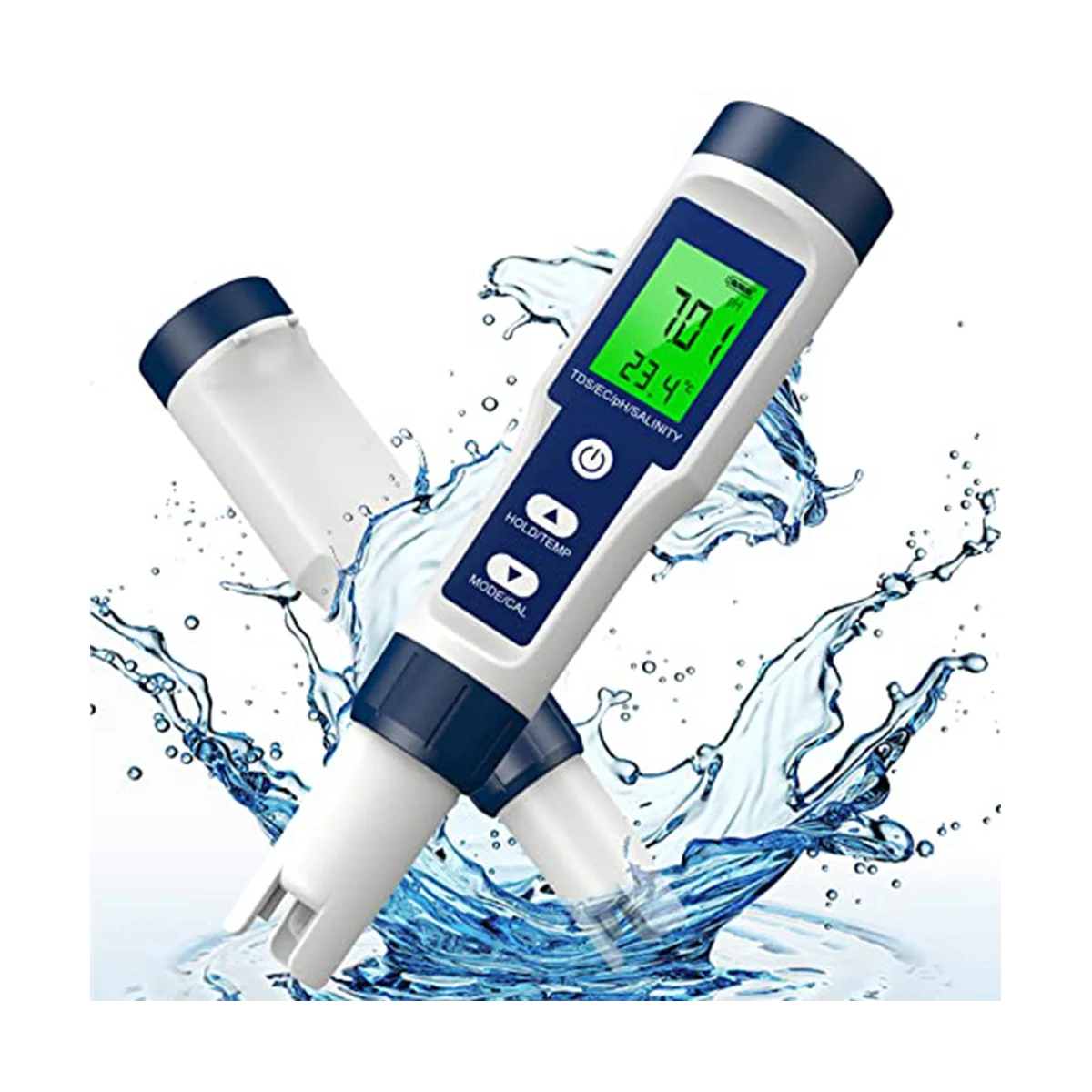 

TDS Meter, 0-200000 PPM Meter, 0-14 PH Meter, 5 in 1 TDS/EC/SALT/TEMP/PH Meter for Drinking Water, Pool and Fish Tank