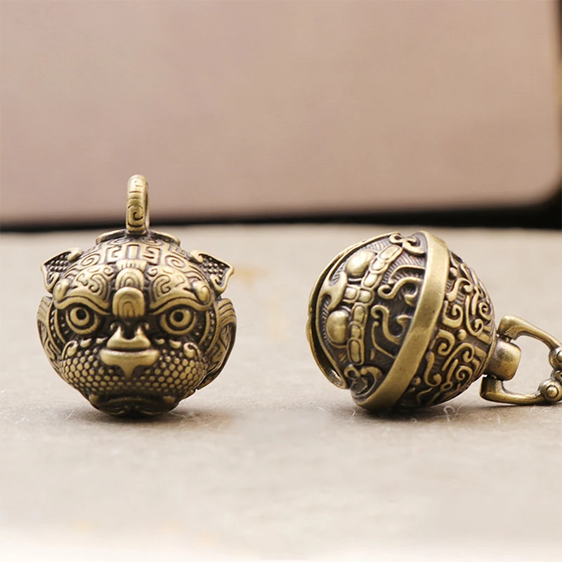 Chinese Style Animal Bell Necklace Pendant Good Luck Brass Bell Pendant Keychain Jewelry Handmade Vintage Keychain DIY Hanging 3