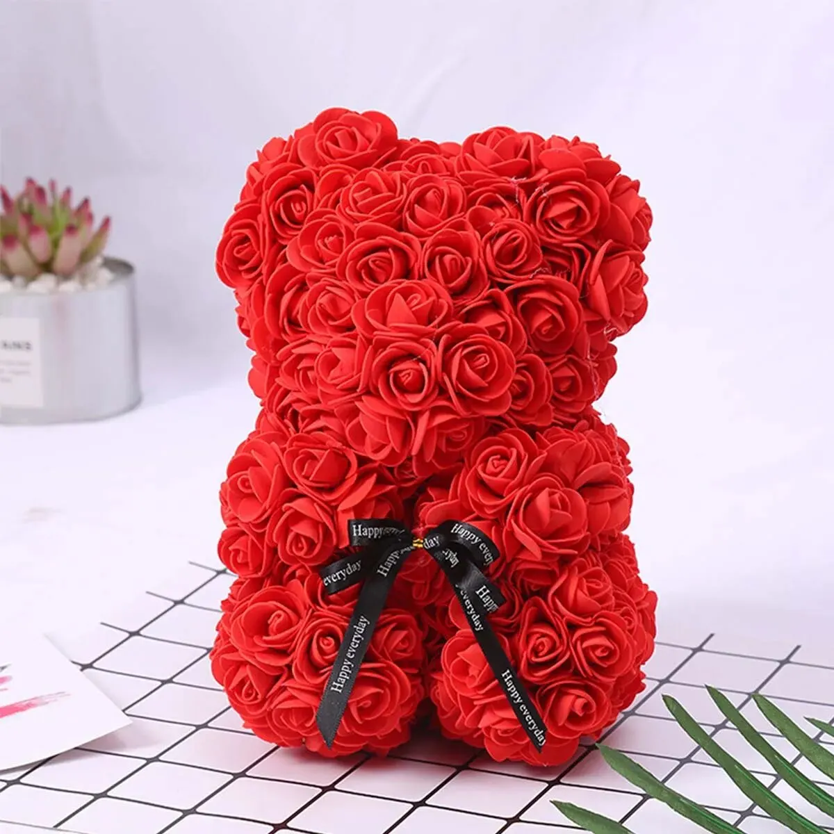 1pc Valentine's Day Gift Creative Rose Bear Gift Box PE Flower Romantic Foam Bear Hug eternal flower bear,artificial flower,artificial rose,artificial flowers,artificial plants