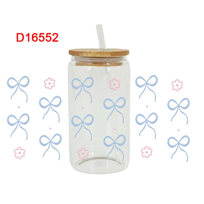 3D UV Transfers Stickers 16oz Cup Wraps Cartoon Bowknot Printed Crystal Stickers For DIY Glass Ceramic Metal Leather Etc. D16552