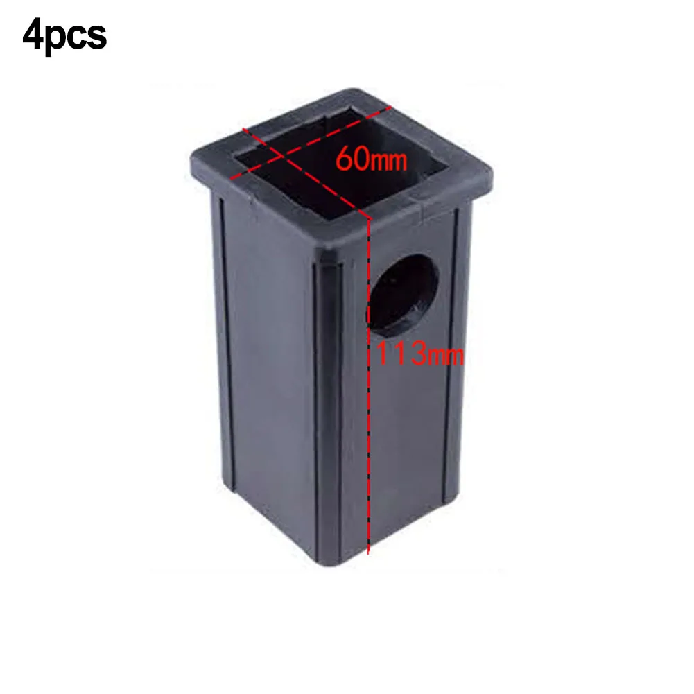 4pcs Square Tube Sleeve Fitness Equipment Accessories Diameter Plastic Square Tube Sleeve Black Sliding