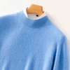 Fall/Winter New Wool Pullover Sweater Cashmere Shirt Men's Semi-high Neck Long Sleeve Loose Knitted Bottom Shirt 1