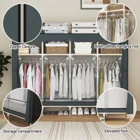 Placard de garde-robe portable autoportant avec 8 espaces de rangement pour familles, chambres à coucher, maisons de location, système d'organisation pour l'intérieur 3