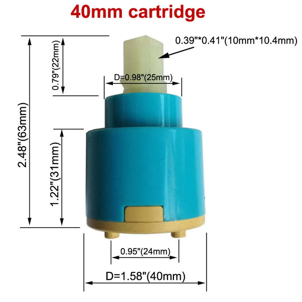 40mm Blue New Ceramic Disc Cartridge Water Mixer Tap Inner Faucet Valve Bathroom Accessory lba502
