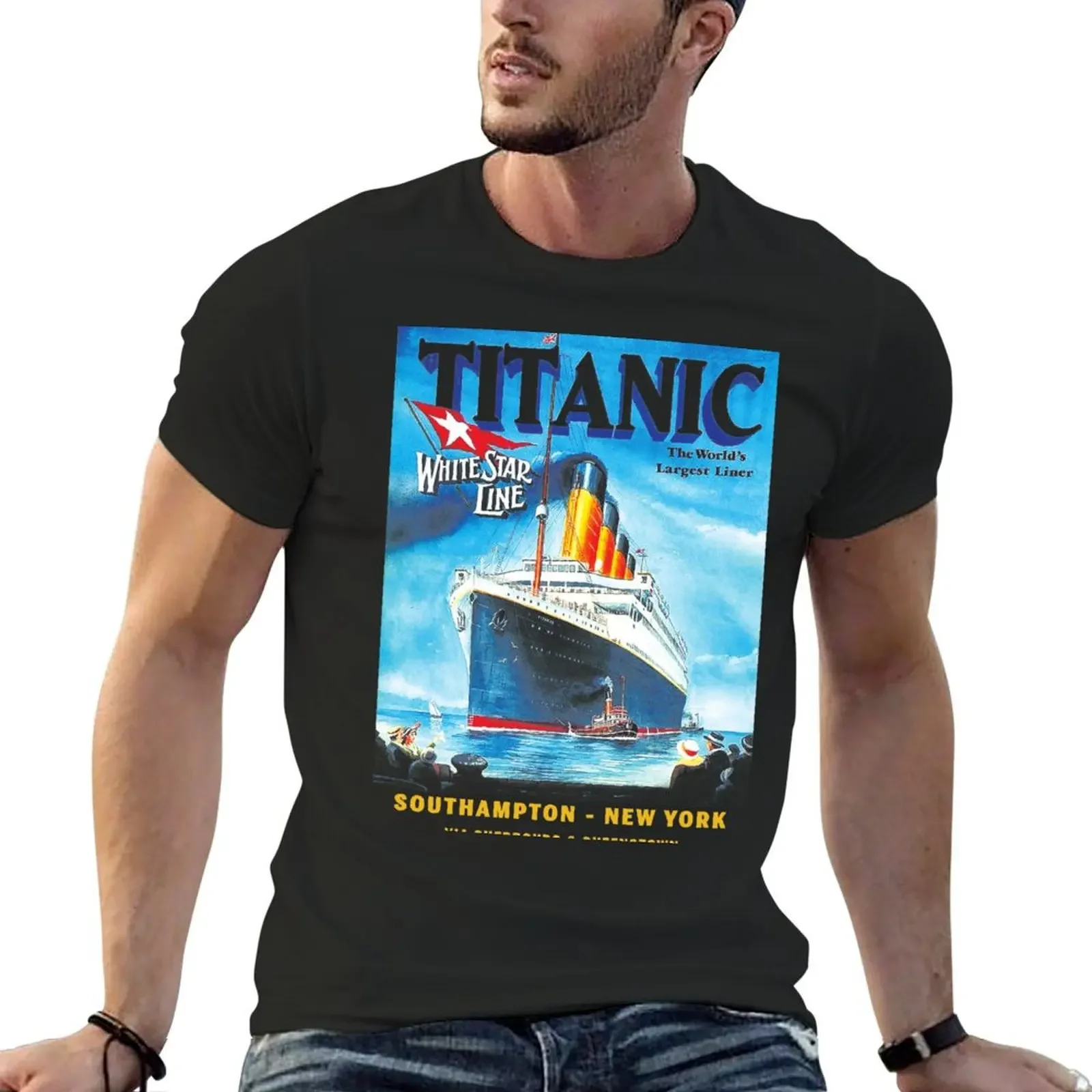 

Футболка Titanic в полутоническом стиле, модные футболки в Корейском стиле с коротким рукавом