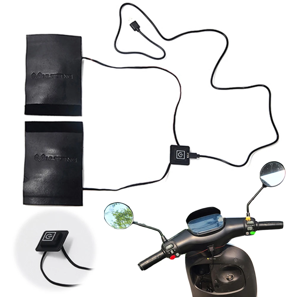 Electric Heated Grip Cover USB Anti Slip Motorcycle Hand Heated Grips 3 Gear Waterproof Handlebar Warmer Sleeves Hot Grip Handle