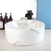 ZAPPO Round Bathroom Vessel Sink Above Counter White Porcelain Ceramic Bathroom Lavatory Vanity Vessel Sink w/Faucet Mixer 4