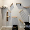 Cat Tree Wall Mounted Climbing Shelves Wooden Hammock with Ladder and Cat Bridge for Cat Perch Sleeping Pet Indoor Playground 4
