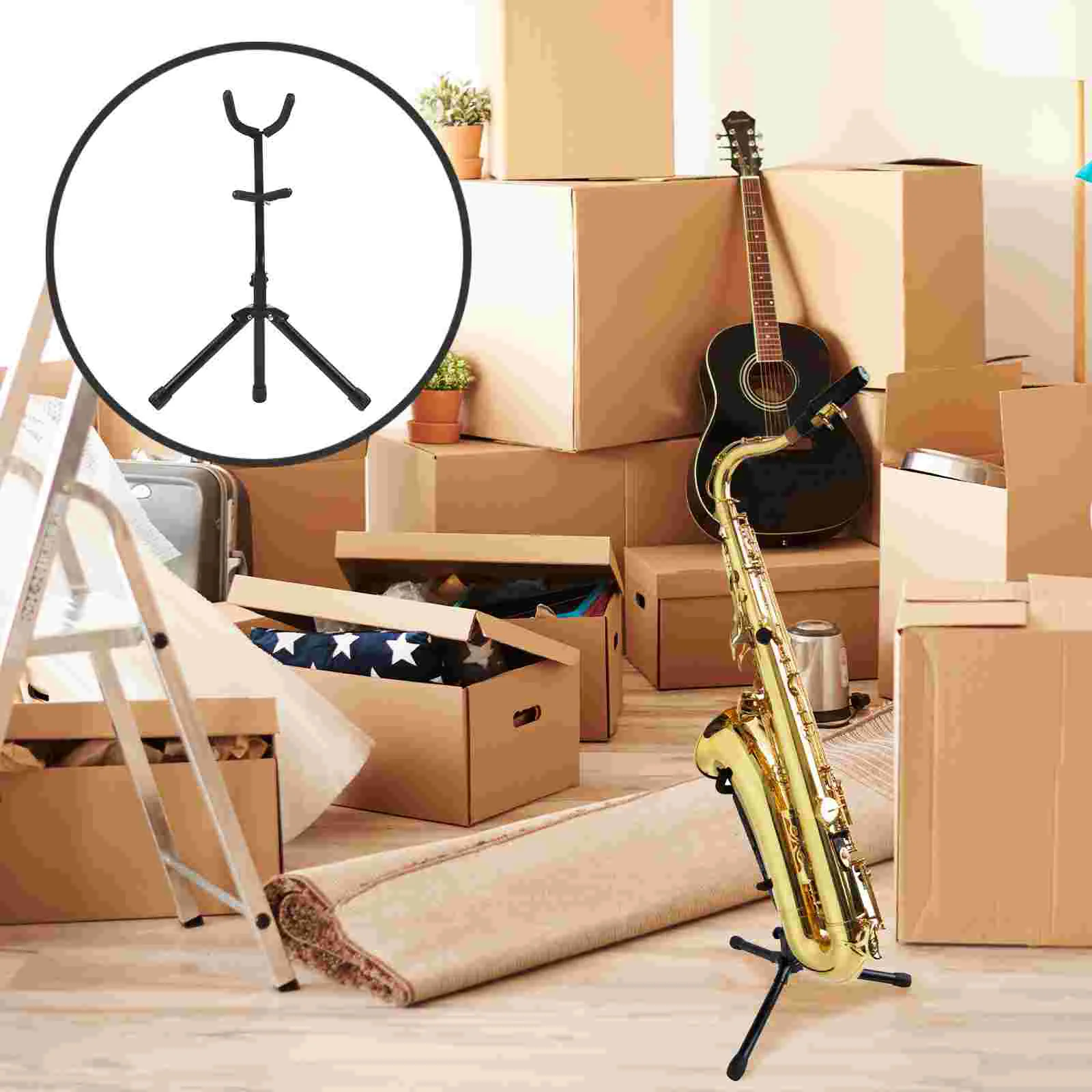 

Saxophone Stand Instrument Holder Saxophones Ground Frame Metal Portable Alto Tenor