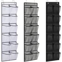 12 Pockets Over the Door Shoe Organizer Large Mesh Pockets With 2 Hooks Transparent Fabric Shoe Rack Storage Bag For Bedroom 1