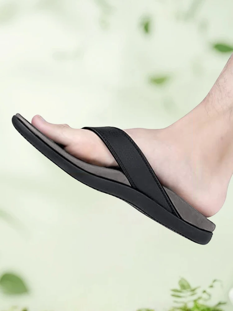 Men Orthotic Flip Flops with Arch Support Supportive Beach Slippers Comfortable Walking Slippers for Feet Stress Relief