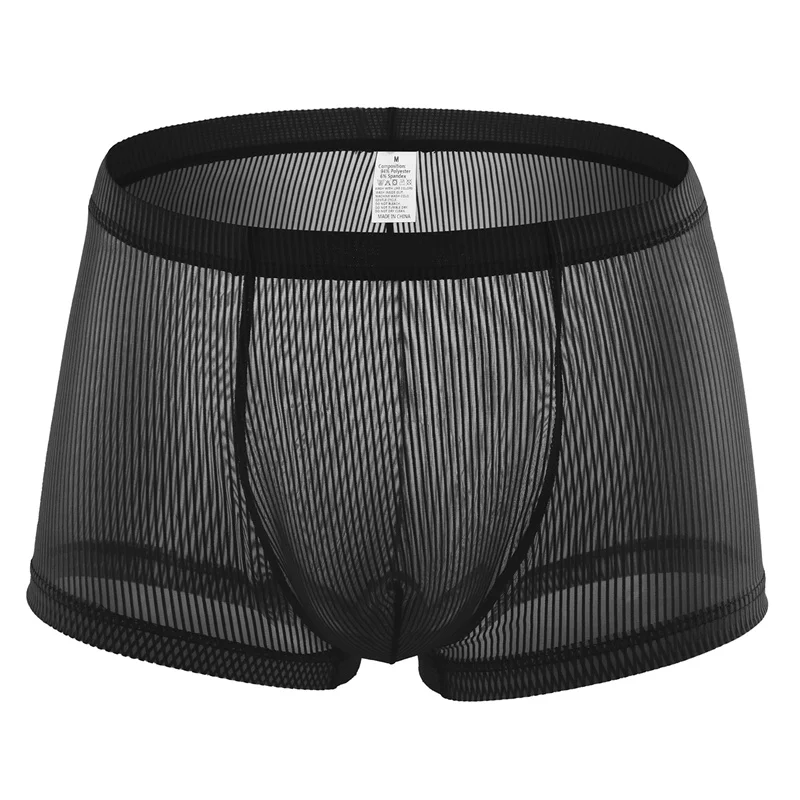 Men Panties Mens Transparent Mesh Underwear Solid Color Ultra-thin Breathable Boxer Shorts for Male Underpants Boxershorts