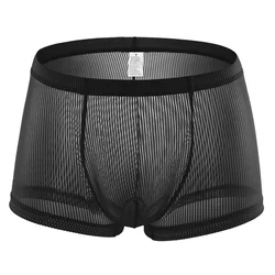 Men Panties Mens Transparent Mesh Underwear Solid Color Ultra-thin Breathable Boxer Shorts for Male Underpants Boxershorts