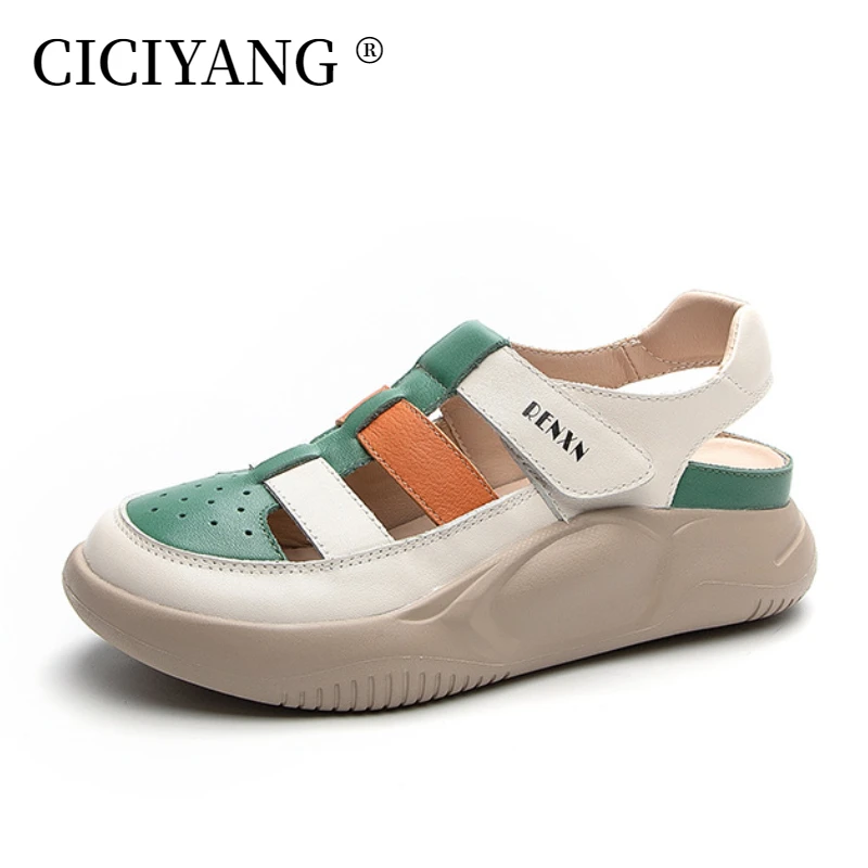 

CICIYANG Gladiator Sandals Woman Genuine Cowhide Leather 2023 New Chunky Platform Summer Beach Shoes for Ladies Nurse Shoes