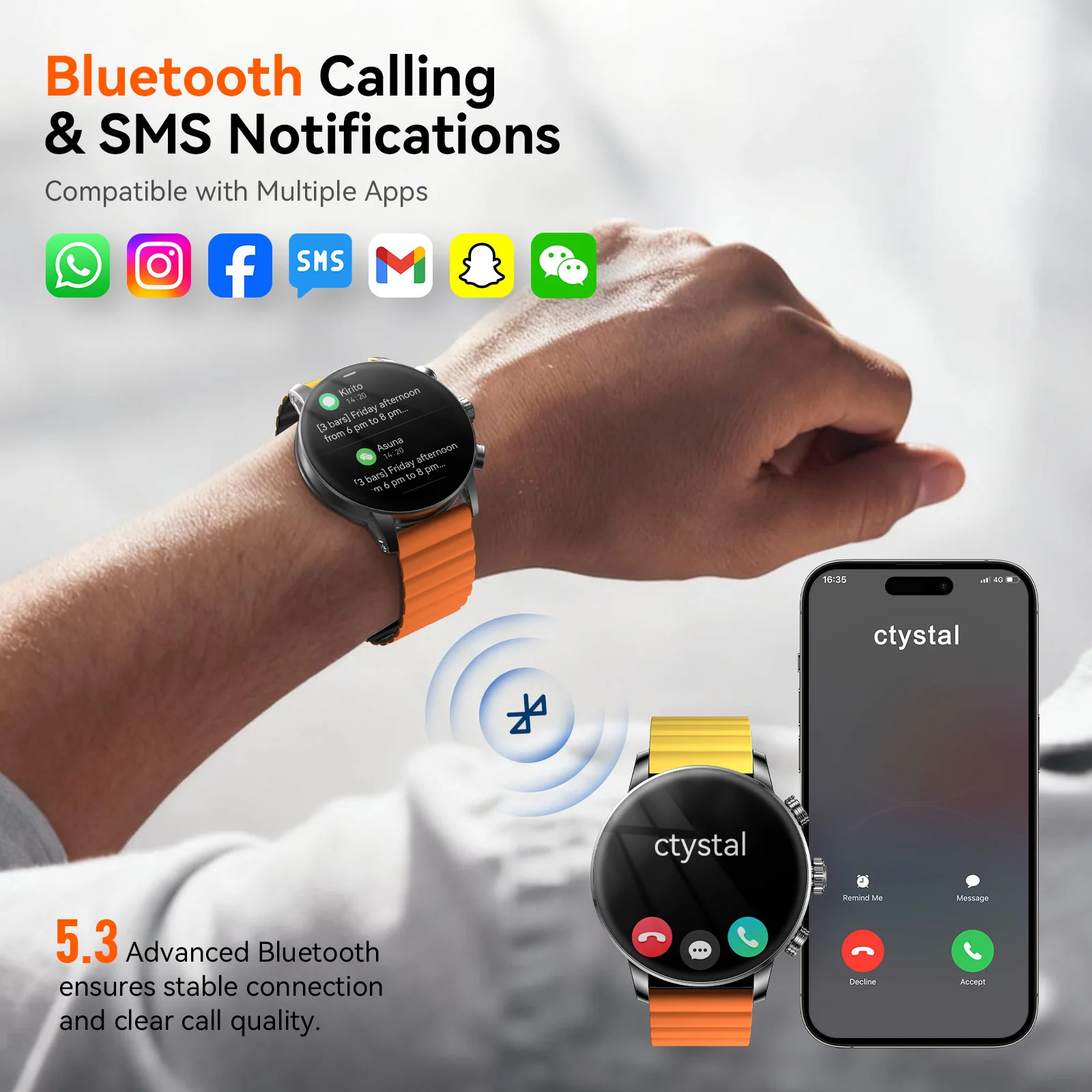 Smartwatch Kieslect Kr2 Pro 3ATM con Display AMOLED FHD da 1.6' con AOD, Processore Dual Core a Tripla Velocità, GPU 2.5D, Funzione di Chiamata Super Dinamica - immagine 4