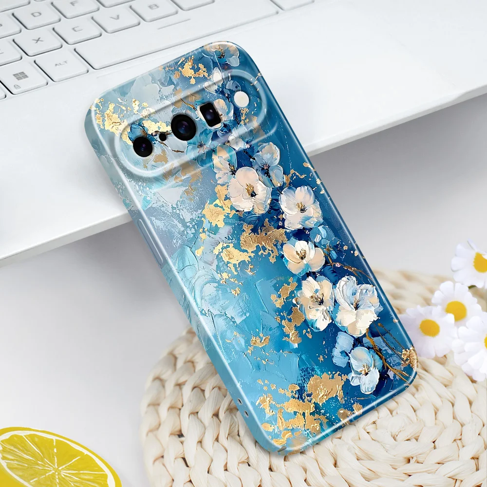 Elegant Gold Leaf Floral Phone Case - Luxurious Protection with Hard Cover Design