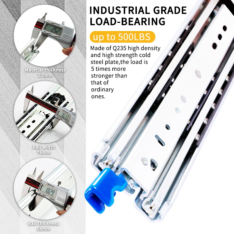 Drawer Slides 1 Pair Heavy Duty 10-60 In 500 lb Load Capacity