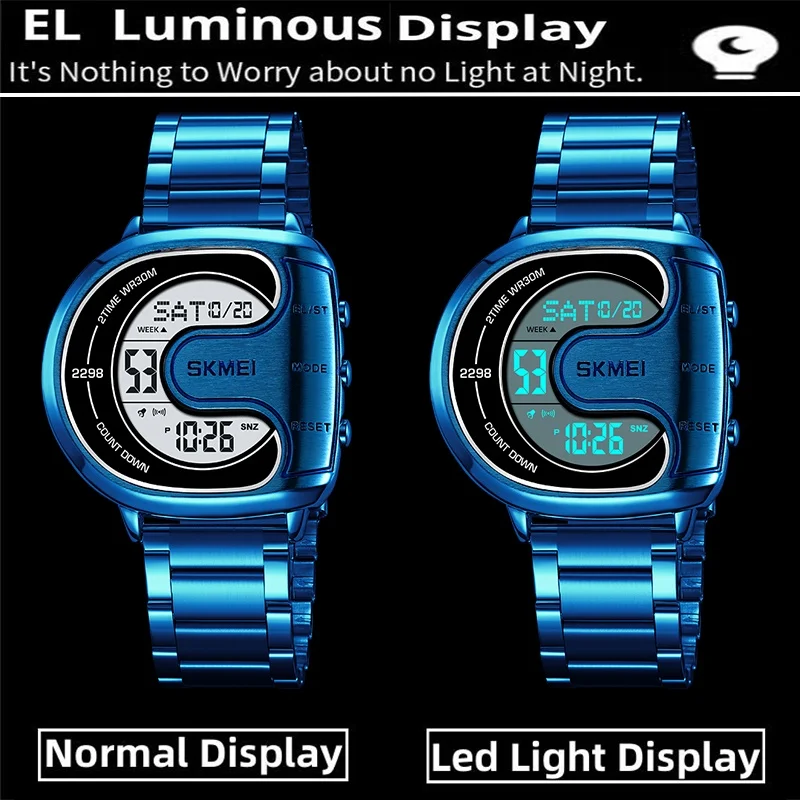 SKMEI Orologio Uomo Cronografo In Acciaio Inox – Impermeabile, Quarzato, Con Data – Stile Classico E Sportivo Per Interni Ed Esterni - 3