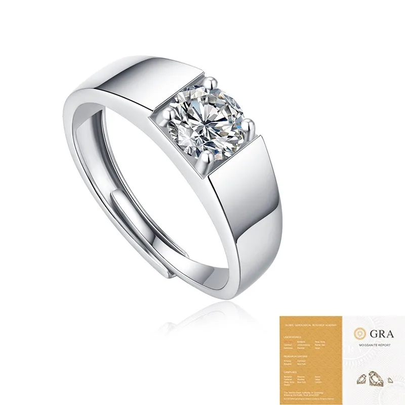 Nabest Ins Hot 925 Sterling Silver VVS Moissanite Diamond Ring Men Wedding Male Wedding Fine Jewelry Adjustable Mossanite Rings 5